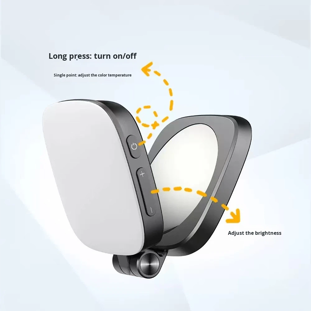 Cross-Border Pocket Light Magnetic Phone Fill Light Mirror Mini Clip-On Adjustable Color Temperature 3000K-6500K Battery-Powered