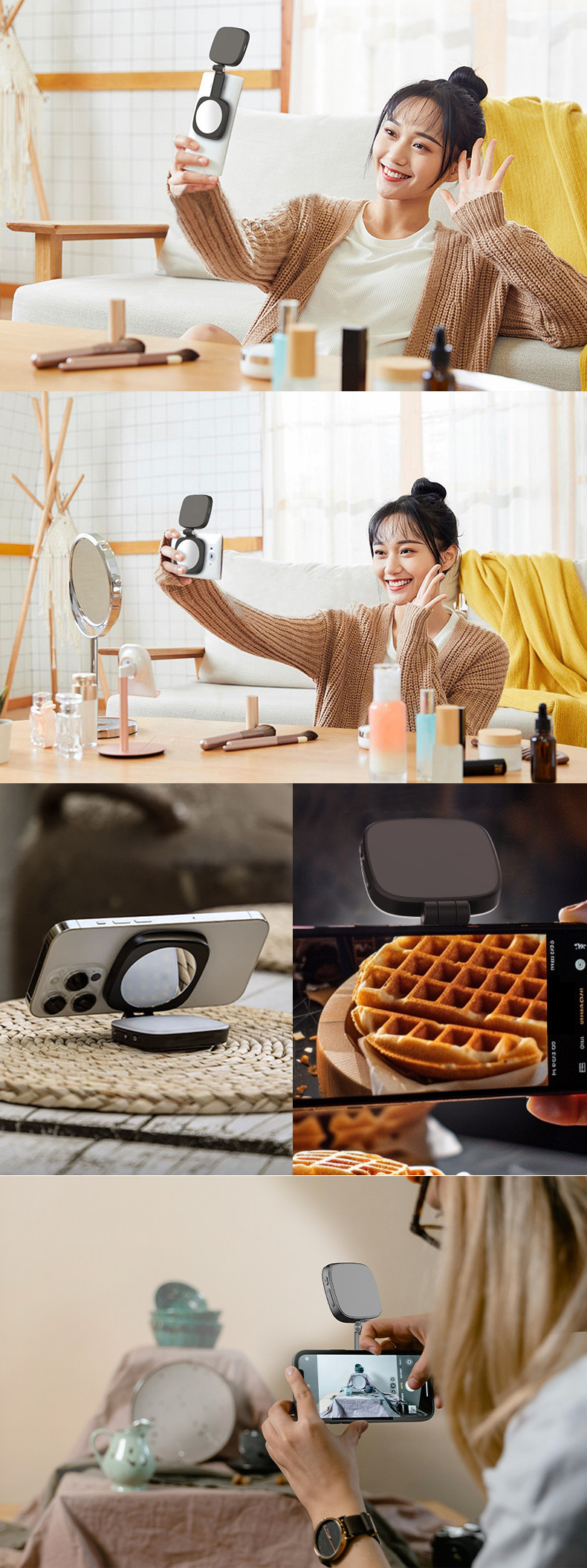 Cross-Border Pocket Light Magnetic Phone Fill Light Mirror Mini Clip-On Adjustable Color Temperature 3000K-6500K Battery-Powered