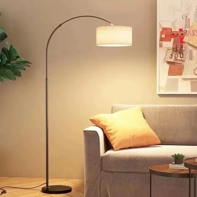 Nordic Simple Floor Lamp with Fabric Lampshade , Arc Reading Lamp for Living Room&amp;Bedroom Beside,Creative Arched Standing Lamps
