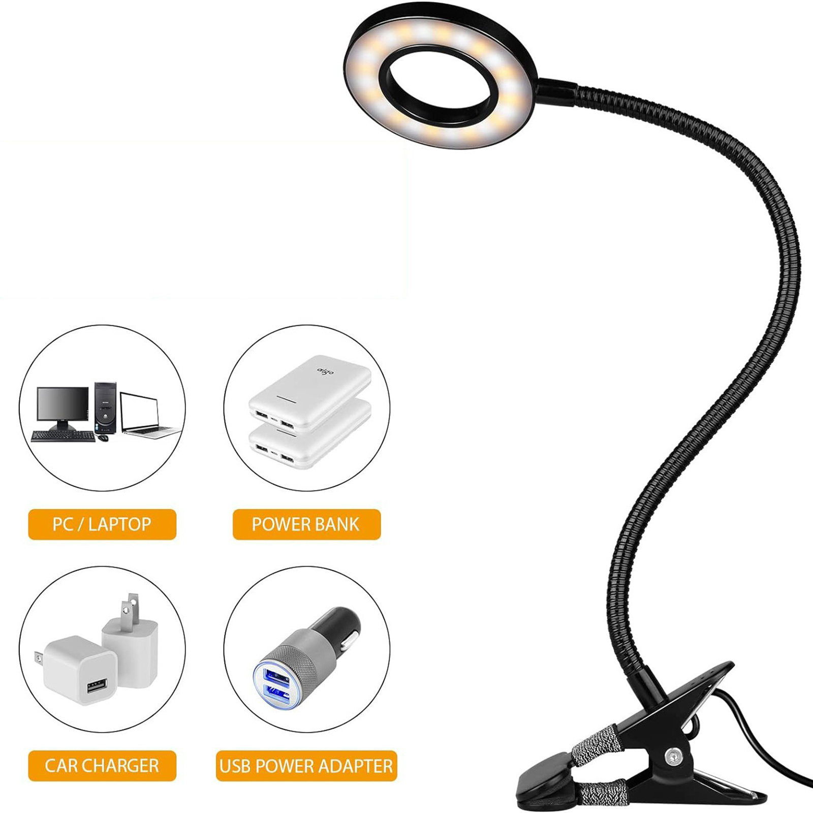 5X Magnifying Glass Desk Lamp with Clamp 3 Color Modes Flexible Gooseneck LED Desk Lamp
