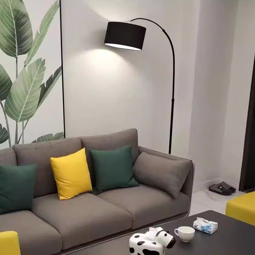 Nordic Simple Floor Lamp with Fabric Lampshade , Arc Reading Lamp for Living Room&amp;Bedroom Beside,Creative Arched Standing Lamps