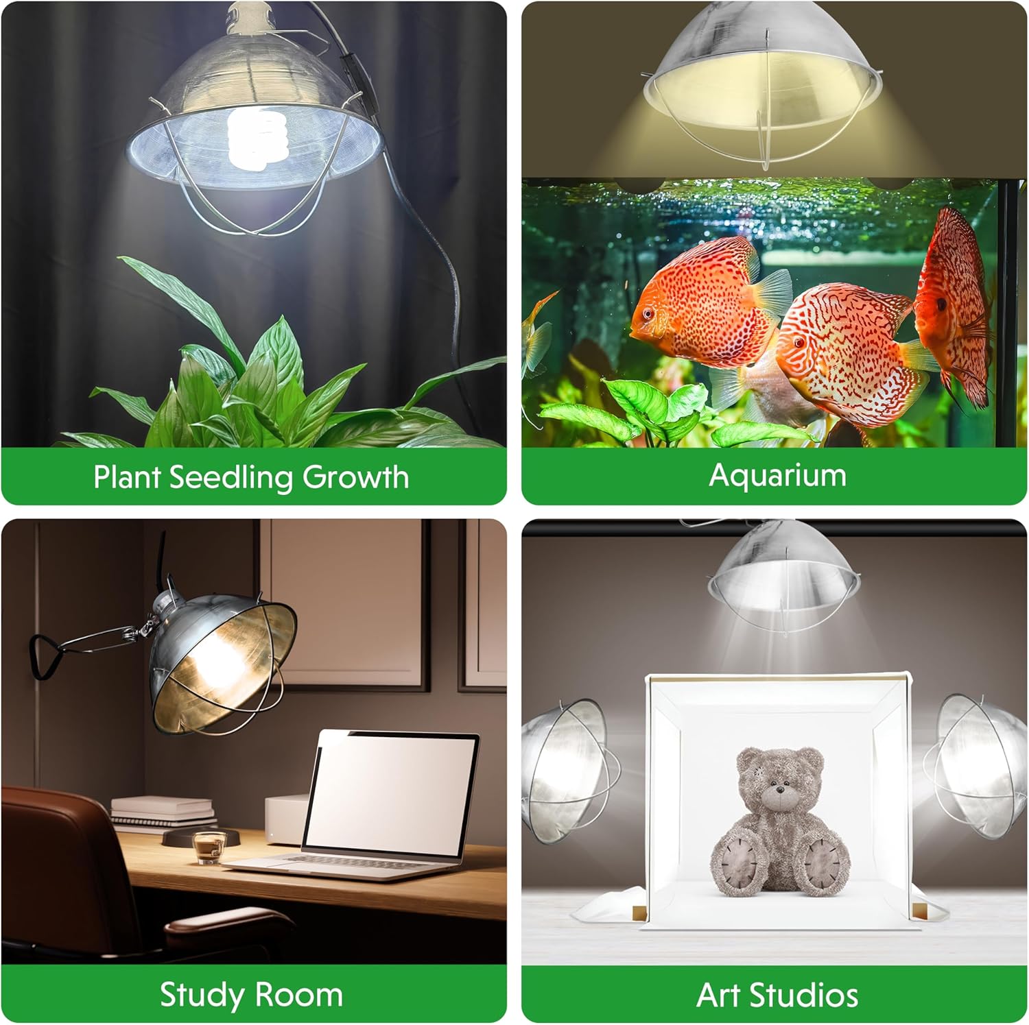 Deluxe Clamp Lamp Light with 10.5 Inch Adjustable Aluminum Reflector