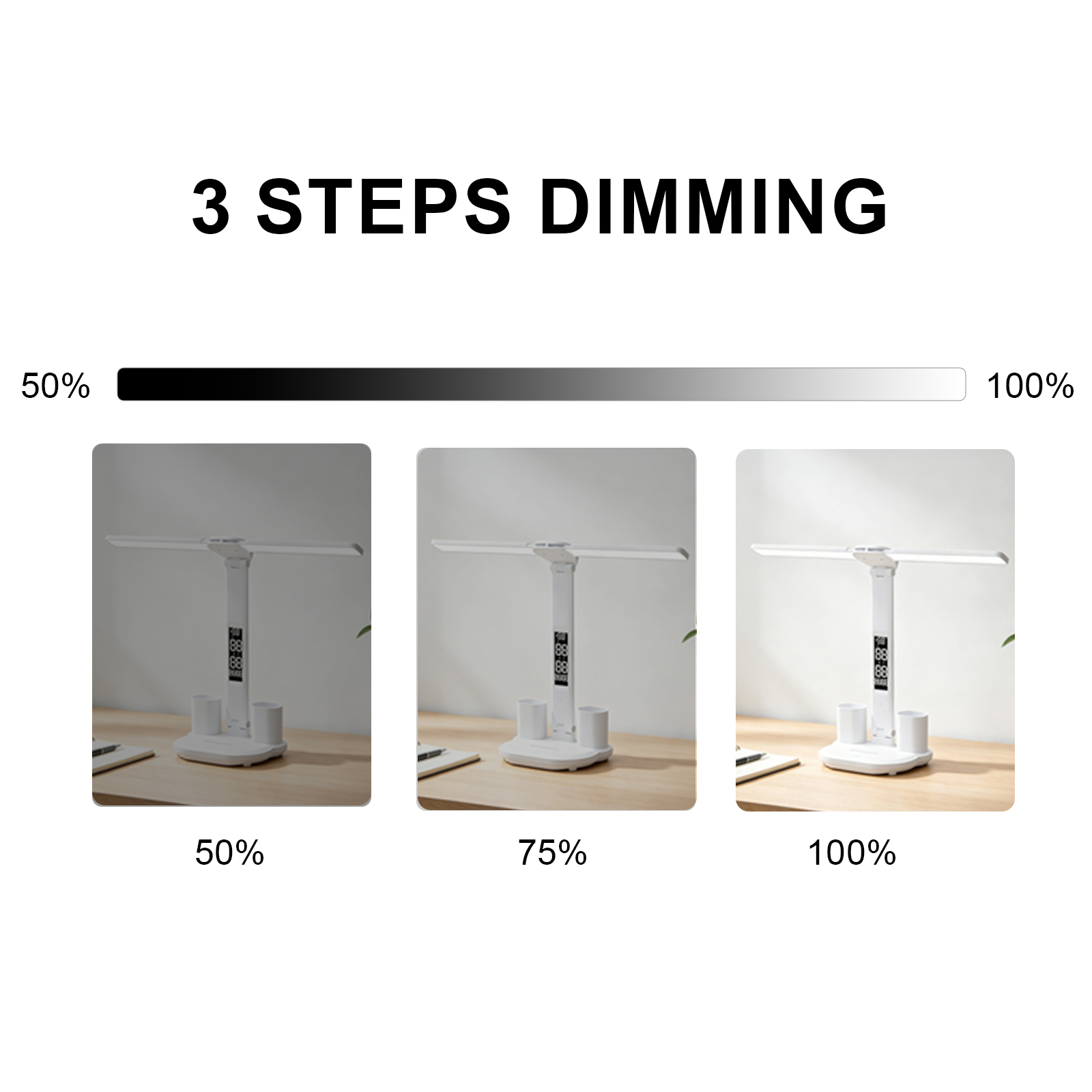 LED Desk Lamp Eye Protection Table Lamp for Study Desk Calendar Pen Holder Dimmable Touch Control Folding Reading Light Home