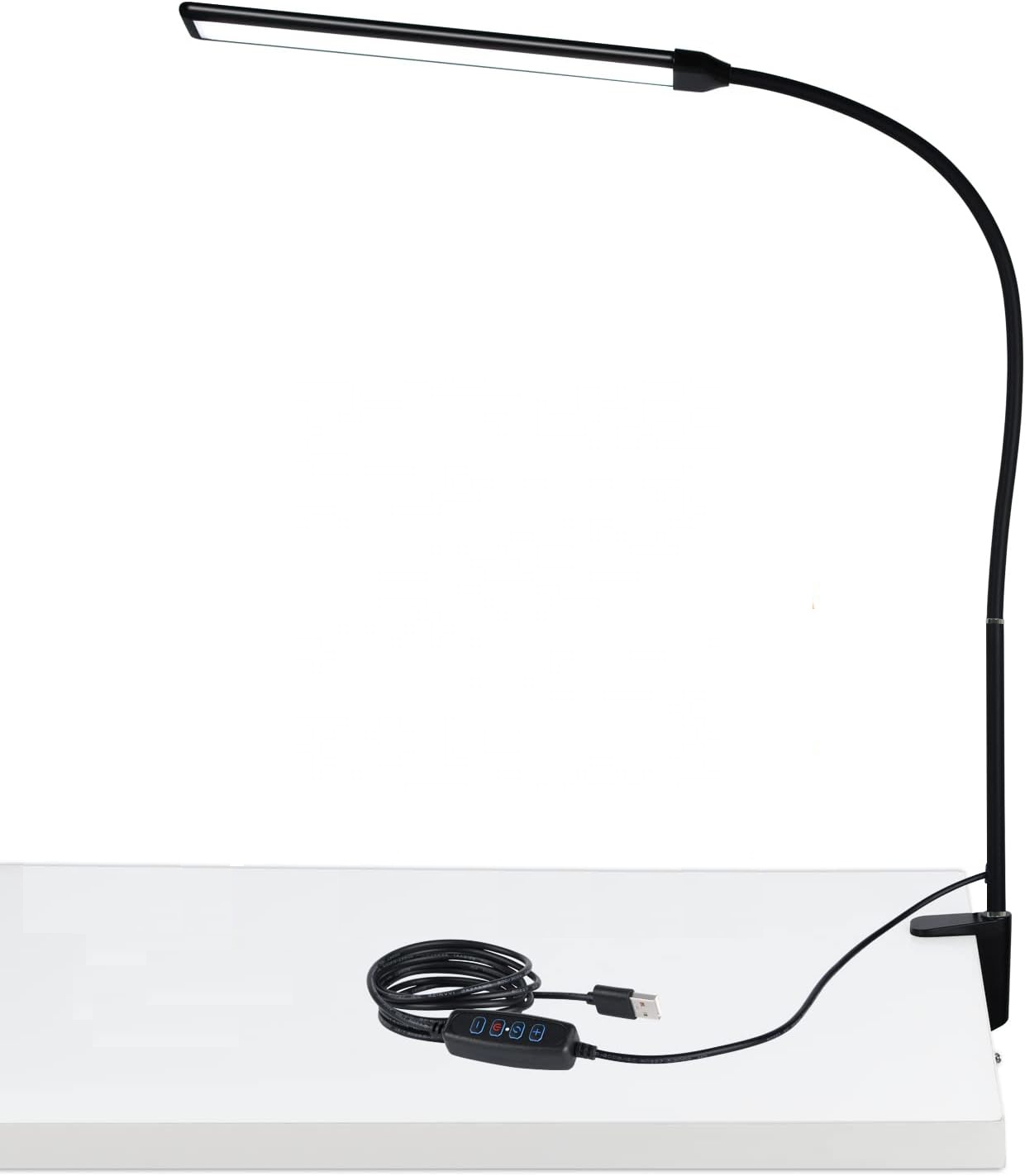 A Head Eye Protection Lamp Bow Clamp, 3 Color Modes &amp; 10 Brightness Flexible Gooseneck USB Desk Lamp for Home Office Makeup