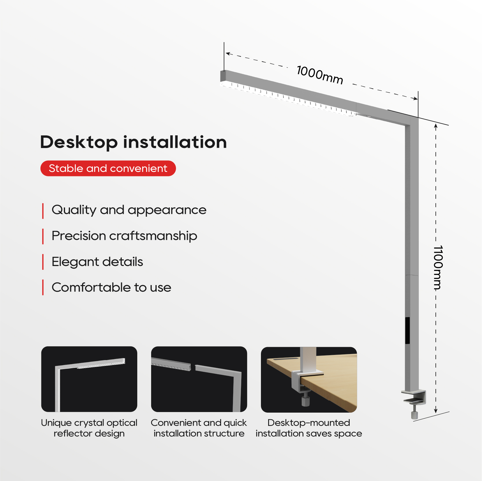 Billionaire Lighting Modern Luxury Smart Work LED Desk Lamps Full Spectrum Channel Office Floor Lamp Metal Shade Standing Design