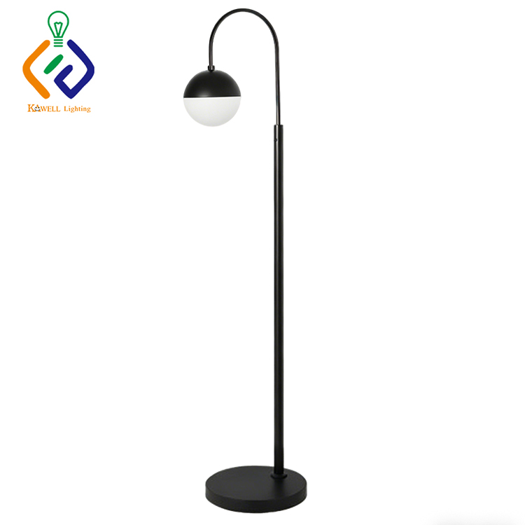 Super 8 Living Room Bedroom Hotel Black Globe Arc Modern Metal Standing Floor Lamp with Acrylic Shade