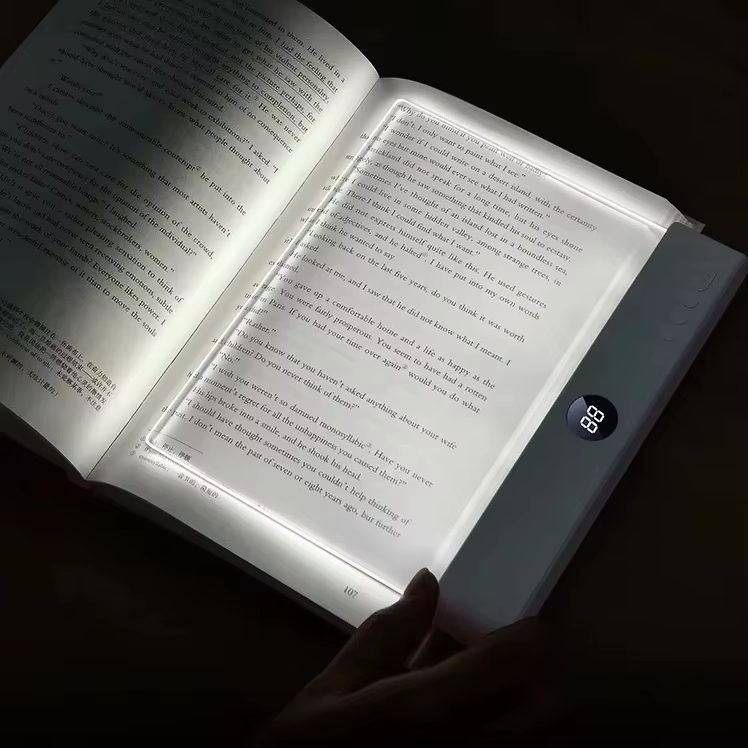 Smart Portable LED Book Light with Timer Stepless Dimming Ultra-Thin Eye-Care Reading Lamp USB Rechargeable for Bedroom