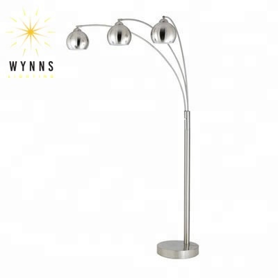 Modern LED Arch Floor Lamp Satin Nickel Iron Body With Night Light for Hotel Bedroom Sofa Living Room Home