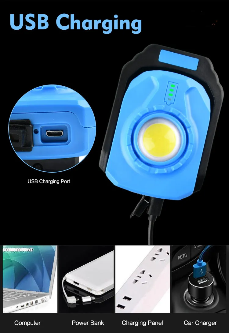 Rechargeable Portable Waterproof LED Work Lamp for Outdoor Camping Emergency Car Repairing