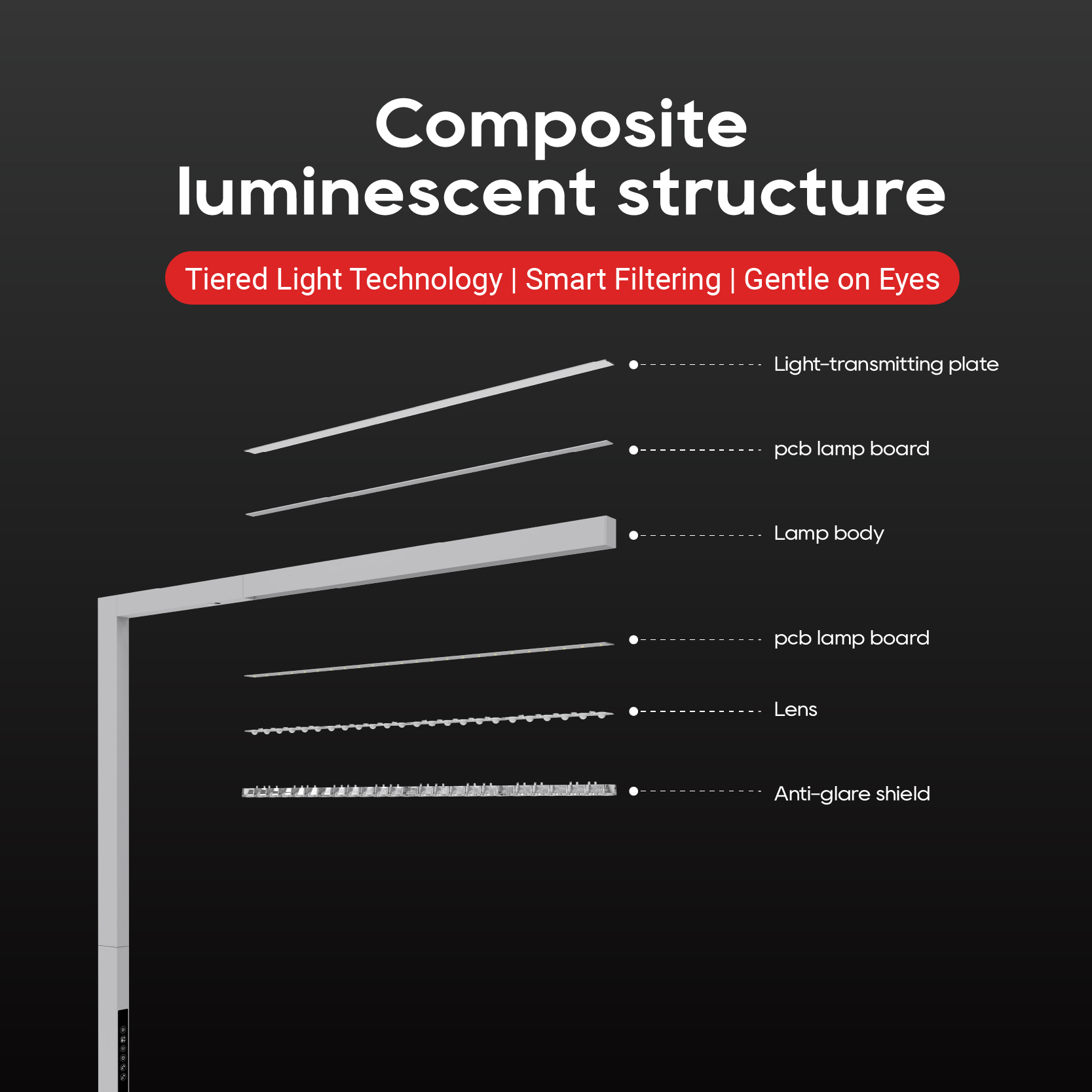 Billionaire Lighting Modern Luxury Smart Work LED Desk Lamps Full Spectrum Channel Office Floor Lamp Metal Shade Standing Design