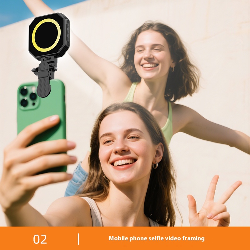 LED Selfie Light 3000-6500K Magnetic Rechargeable Clip-on Phone Light for Live Stream TikTok Video Makeup Fill Light Plastic