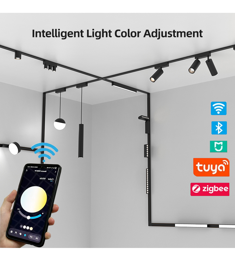 Ultra Slim Magnetic Track Rail Light System 48V Magnetic Led Track Light Smart Tuya Magnetic Track Light