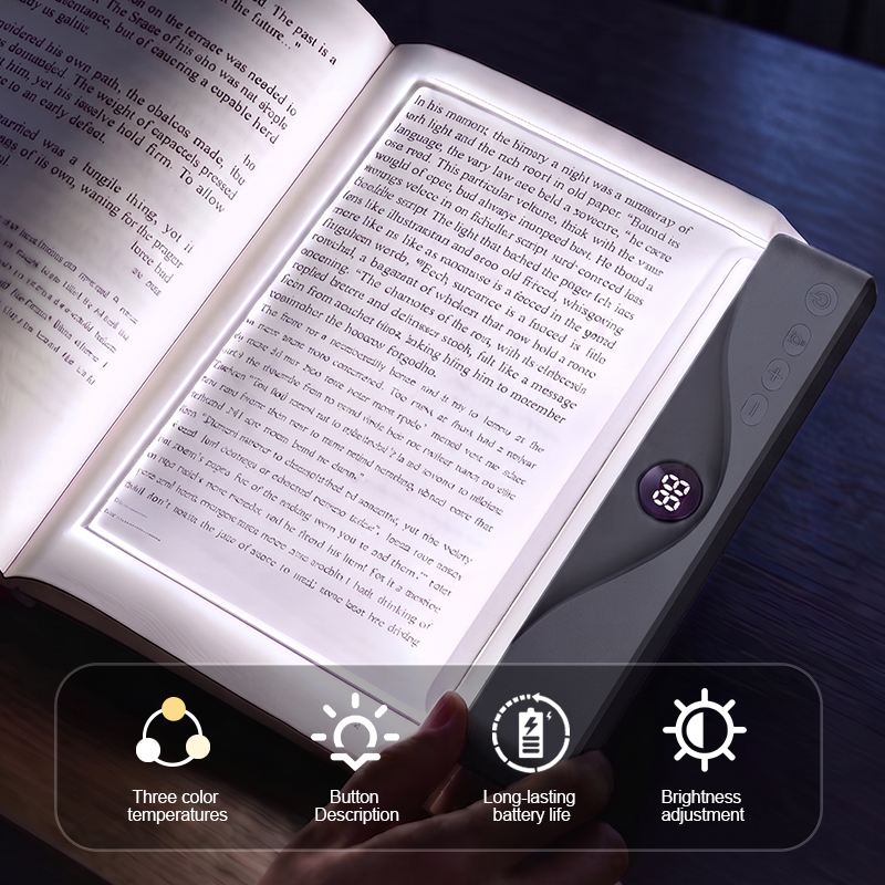 Hot Sale Wireless Portable Rechargeable Clear Led Book Full Page Light Panel Plate Lamp Board Flat Book Light For Reading In Bed