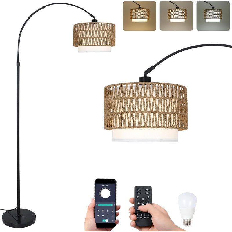 Newest Modern Design Arc Floor Lamp Creative Marble Base Bedroom Living Interior Decor Height Adjustable Hotels LED Remote