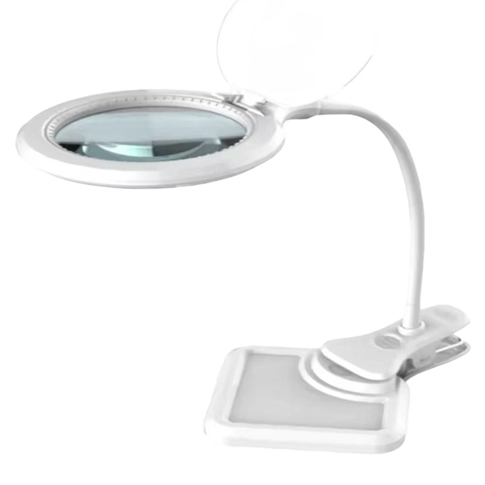 Bright Illumination 4Inch 2W Hands Free Magnifying LED Light Flexible Clip Lamp for Nail Art Embroidery Craft