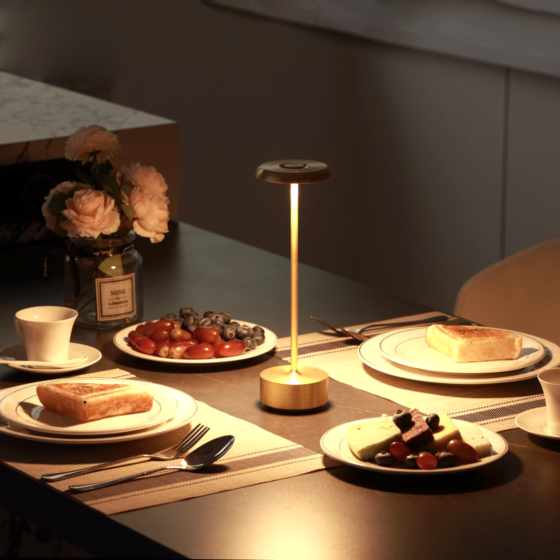 Modern Vintage LED Bedside Table Lamp Aluminum Oxidation Finish 3 Level Brightness Dimmable Battery-Powered Novelty for Home