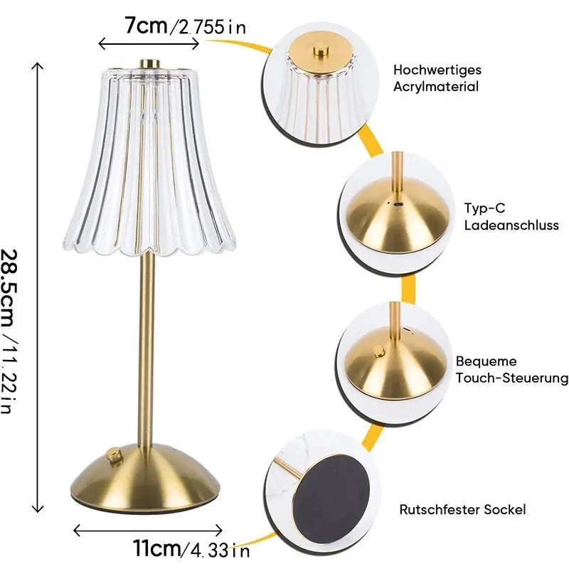Hot-selling Bedside Table Lamp Led Night Lights Battery Powered Touch Control Eco-Friendly Eye Caring Contemporary