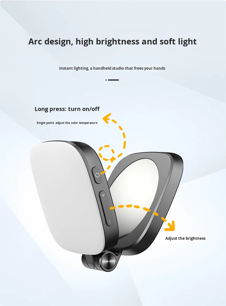 Cross-Border Pocket Light Magnetic Phone Fill Light Mirror Mini Clip-On Adjustable Color Temperature 3000K-6500K Battery-Powered