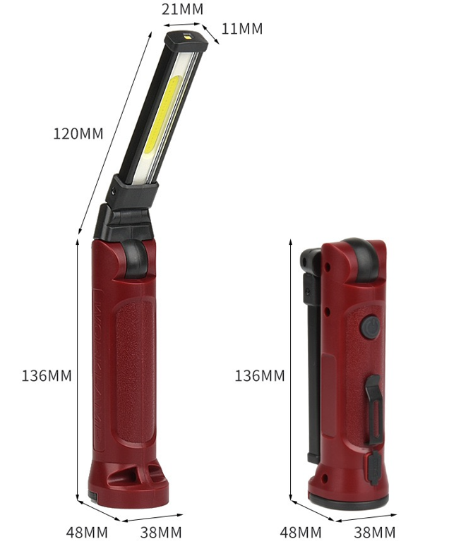 Wason 2024 New Rotatable Flexible ABS Plastic Rechargeable Work Light Multifunction 350 Lumens Clip on Magnetic Work Torch Light