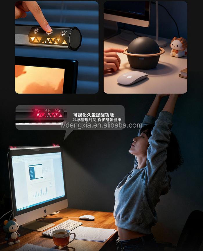 Modern Eye Caring DC Touch Control Aluminum Alloy Screen Hanging Monitor Lamp with RGB Backlight for Office Study