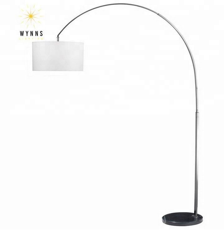 Modern LED Arch Floor Lamp Satin Nickel Iron Body With Night Light for Hotel Bedroom Sofa Living Room Home