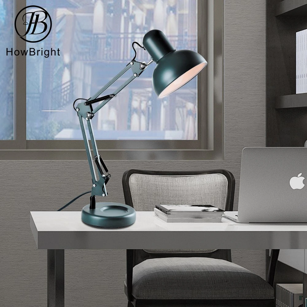 Modern Office Table Reading Light Vintage Adjustable Metal Swing Arm Black Light Bedroom Desk Lamp