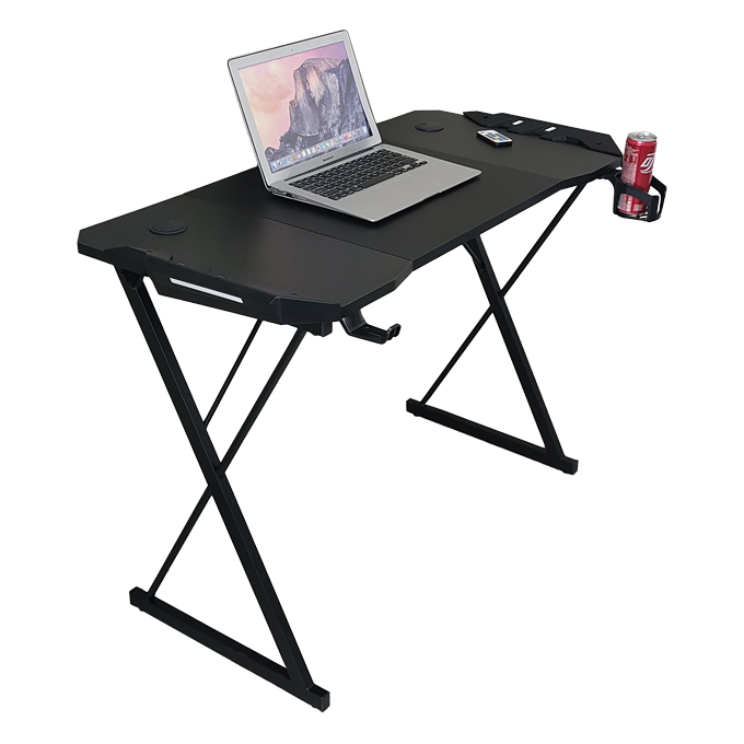 Yijiang Smart Gaming Desk LED Colorful Lamp Game Atmosphere Light Modern Metal Frame Black Wood Surface 3-Year Warranty Game
