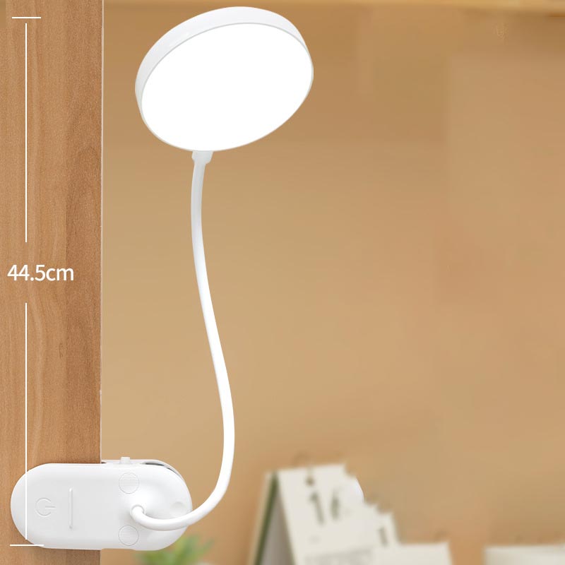 USB Rechargeable LED Clamp Desk Lamp Eye Protection Study Light with Flexible Gooseneck for Student Dormitory Bedroom