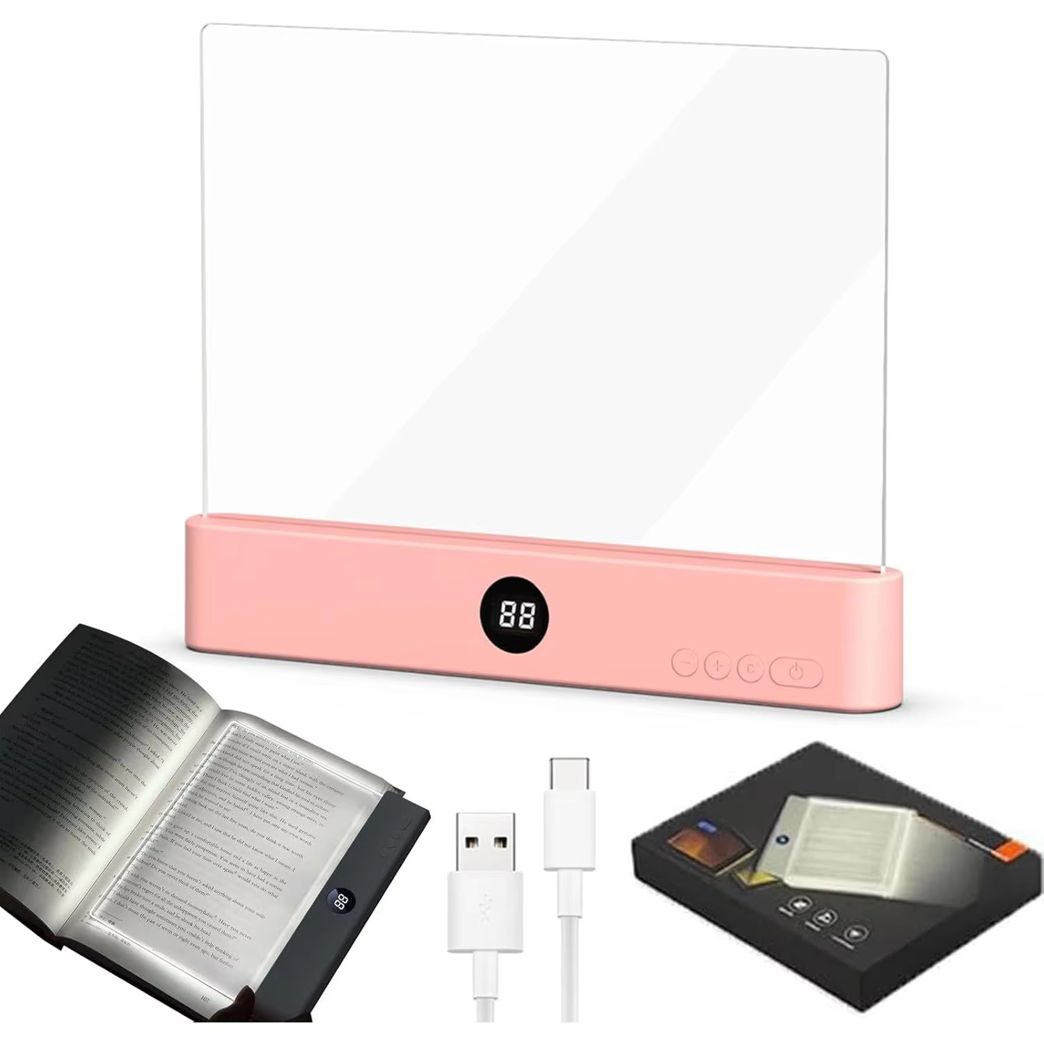 Smart Portable LED Book Light with Timer Stepless Dimming Ultra-Thin Eye-Care Reading Lamp USB Rechargeable for Bedroom