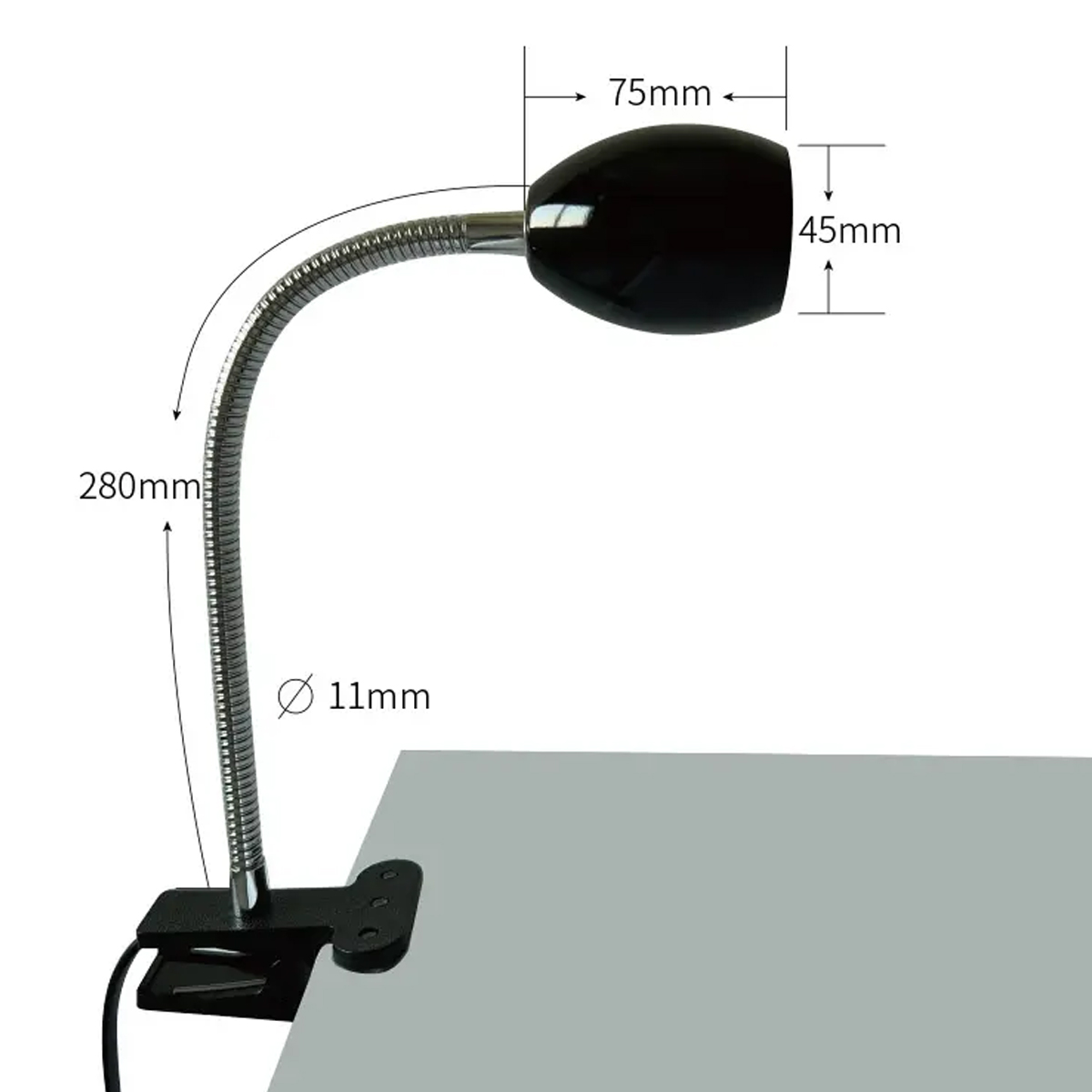 Eye Caring 2W Flexible Gooseneck Architect Led Clamp Desk Lamp for Home Office Bedside Study Resding Light