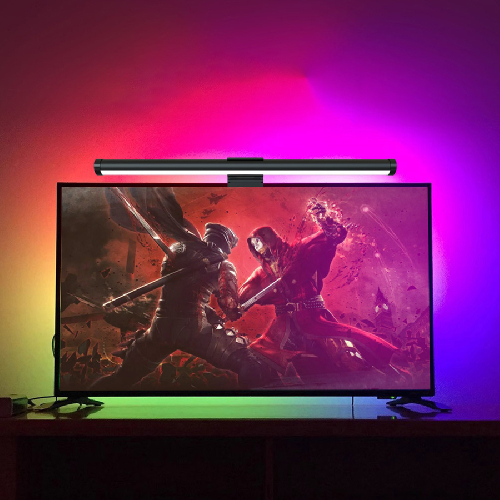 Feican Modern Home RGB LED Monitor Light Strips ABS DIY Hanging Screen for Bedroom Office Touch Control Mode USB Power Source