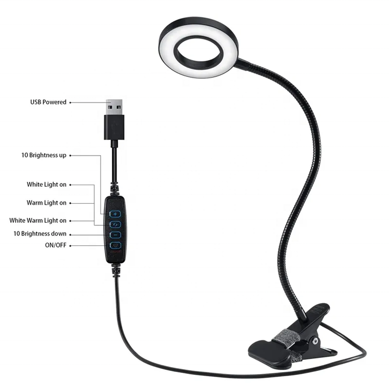 30 Brightness Levels Clip on LED Book Light Flexible Gooseneck Book Clamp Lamp Eye Protection Reading Light Ideal for Bookworms