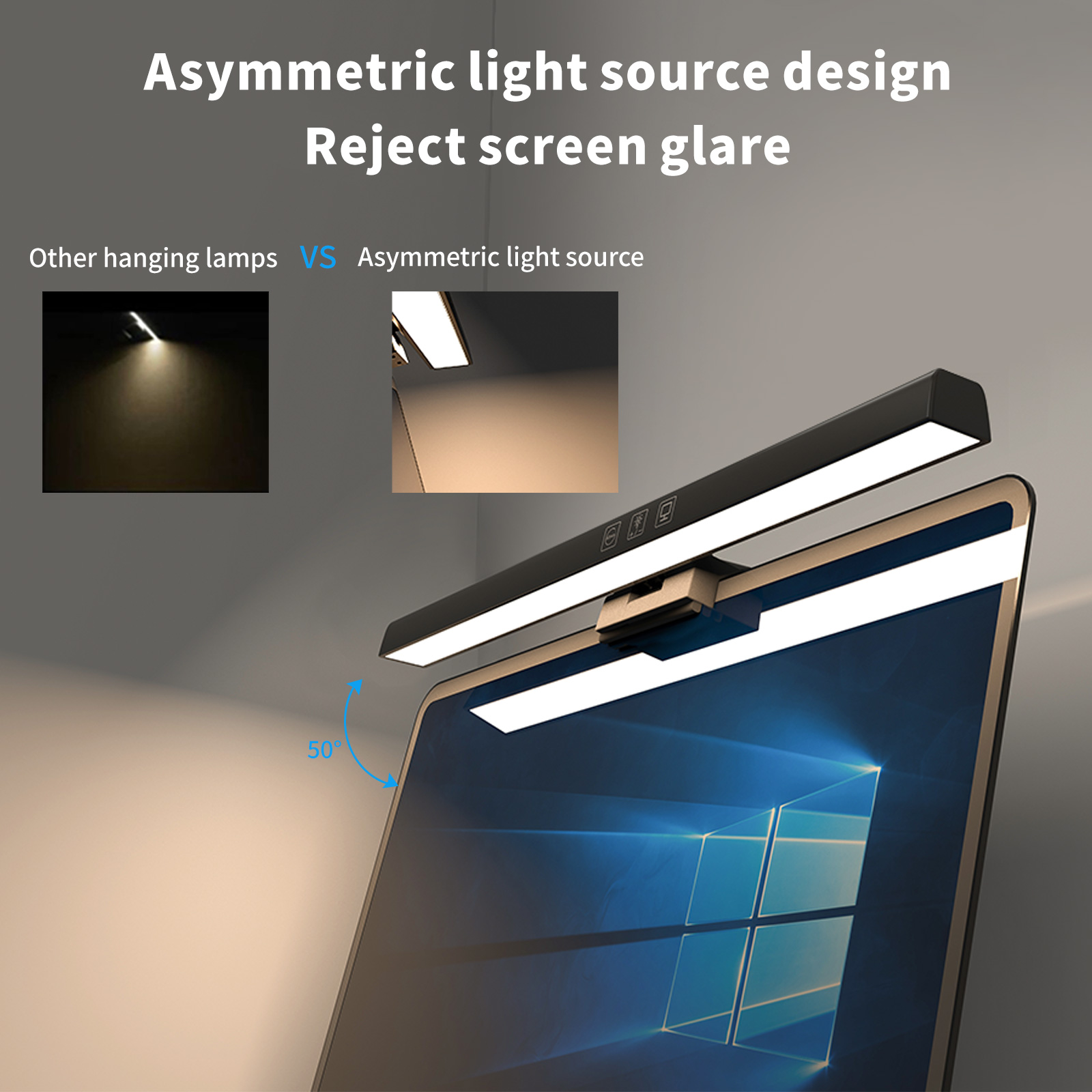 Wholesale Modern LED Screen Monitor Light Bar Laptop LED Clip Lamp for PC Hanging Desk Lamps 33cm Square Shade Shape