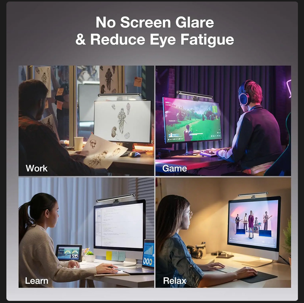 Modern RGB Desk Lamp With Hanging Light Wireless Remote Control Eyes Protection PC Computer Monitor Light Bar Screen Bar Display