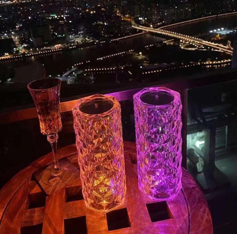 Hot Sale LED Romantic Rose Light Indoor Decorative Room Restaurant Touch Portable Acrylic Crystal Decoration Night Lights Bedside Rechargeable LED Table Lamp