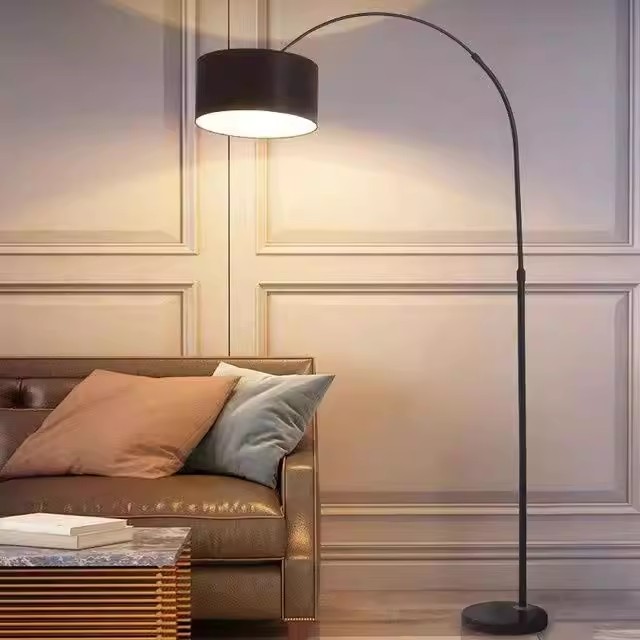 Nordic Simple Floor Lamp with Fabric Lampshade , Arc Reading Lamp for Living Room&amp;Bedroom Beside,Creative Arched Standing Lamps