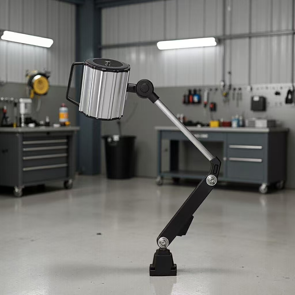 Long Swing Arm Work Lamp 24V DC Input IP65 Rated Cold White Industrial CNC Machine Flexible for Workshop Use
