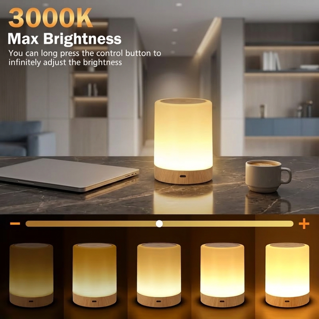Colorful ABS Rechargeable Simple Modern Bedroom Night Light Dimmable LED Table Lamp Atmosphere Lighting