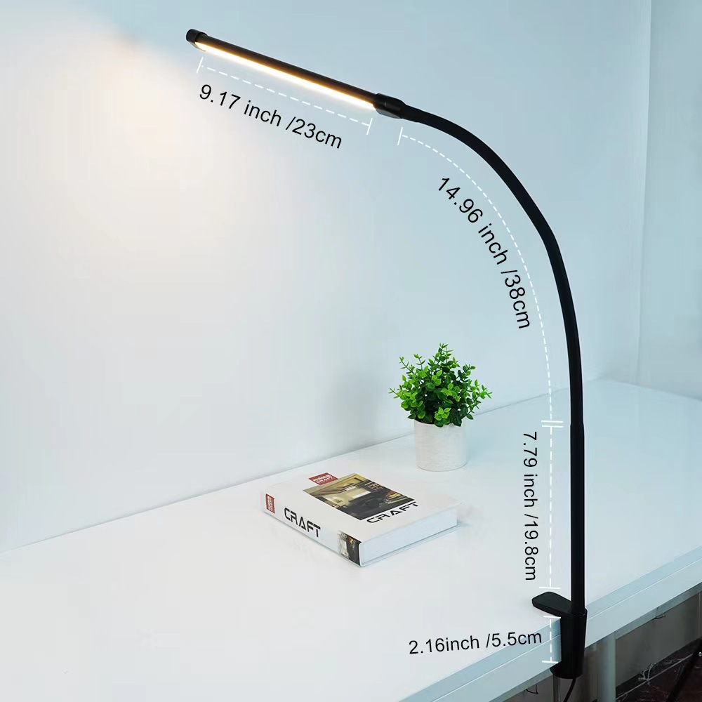 Student Long Flexible Gooseneck Eye Caring Led Reading Lamp Clamp Desk Lamp Led With 3 Modes 10 Brightness
