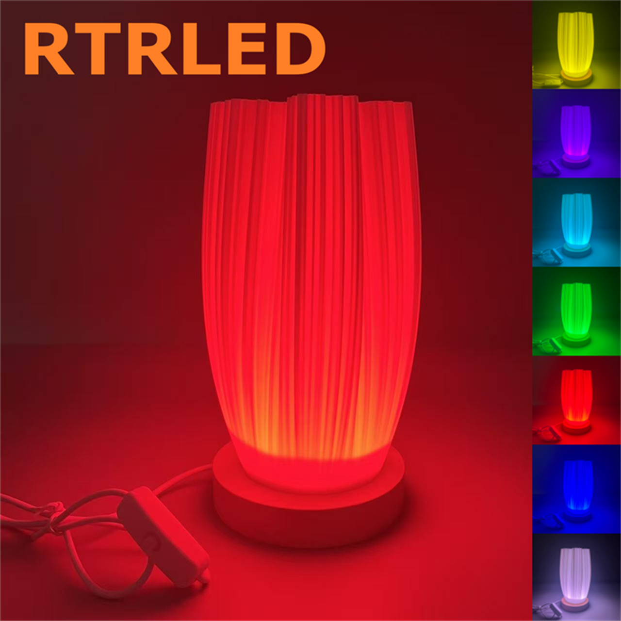 Nordic Style Unique Shape Bedside Lamp Wood Base USB Plug-in Dimmable Nightstand Lamp Creative 3D Printed Ruffled LED Table Lamp