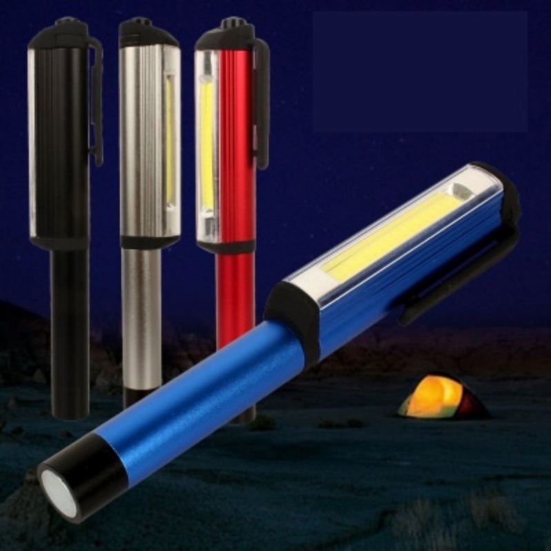 WOSEN Mini LED Flashlight, Clip-on COB Work Light with Magnetic Attachment at the End, Aluminum Alloy Camping Torchlight