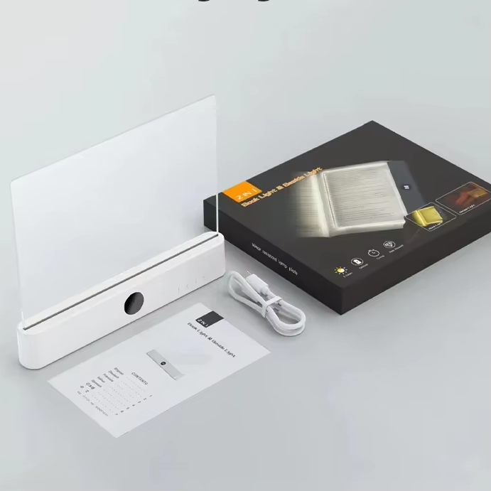 Smart Portable LED Book Light with Timer Stepless Dimming Ultra-Thin Eye-Care Reading Lamp USB Rechargeable for Bedroom
