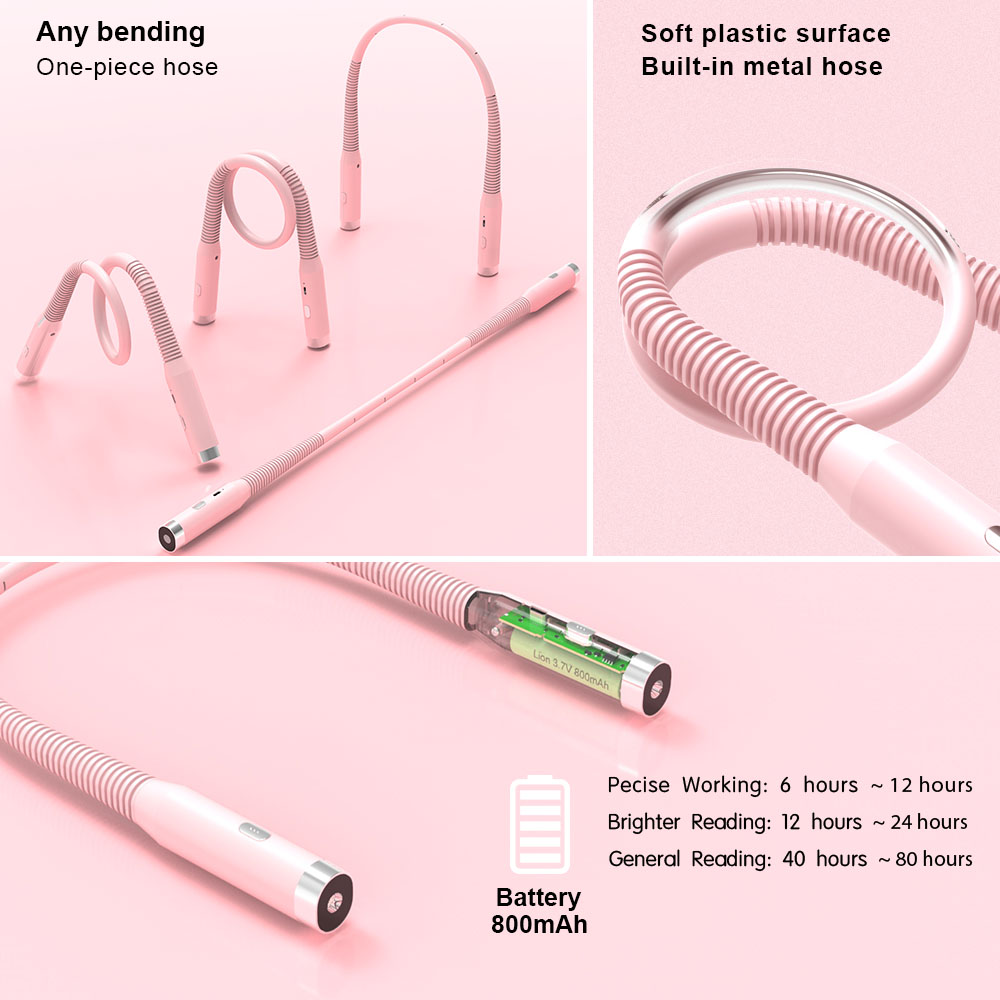 Rechargeable Neck Reading Light Hands Free LED Book Light for Bedside Camping Travel 3 Brightness Levels Eye Care Design