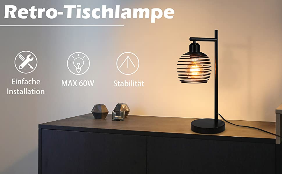 Vintage Black Metal Industrial Bedside Living Room Children′ S Room Office Table Lamp