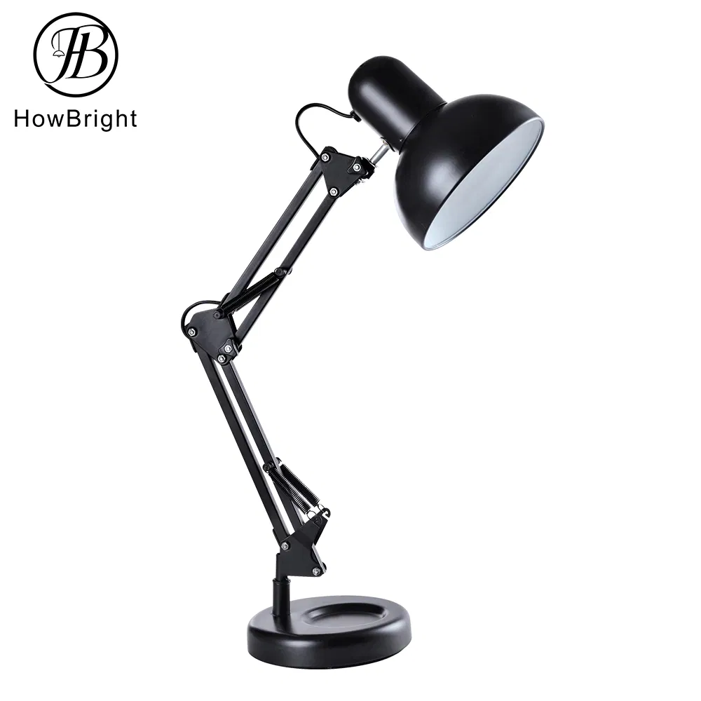 Modern Office Table Reading Light Vintage Adjustable Metal Swing Arm Black Light Bedroom Desk Lamp