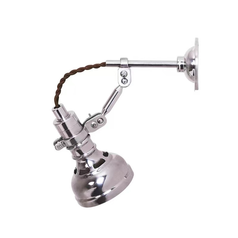Industrial Style Telescopic Swing Arm Folding Bedside Reading Wall Lamp Dimmable LED E14 Base Iron Shade Home Mirror