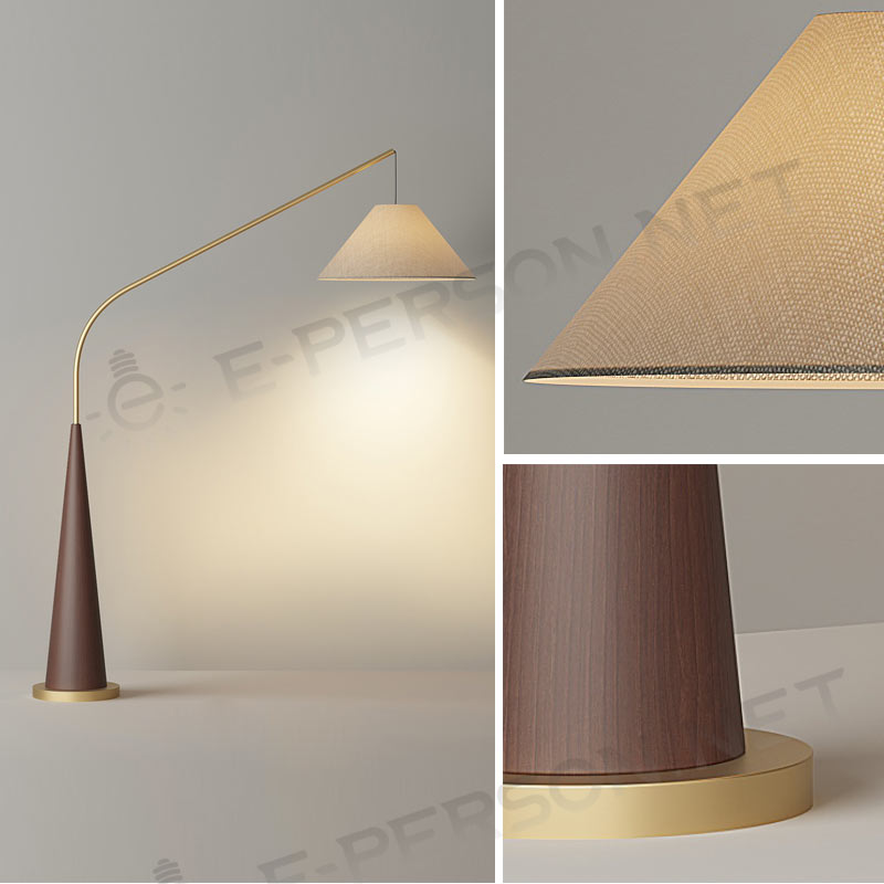 Modern E27 Arc Floor Lamp with Cone Base Minimalist LED Hanging Shade Standing Light for Living Room & Office
