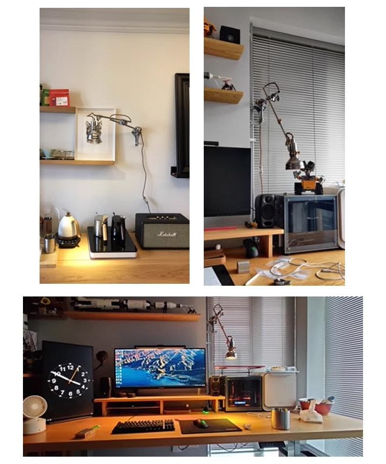 Industrial Style Telescopic Swing Arm Folding Bedside Reading Wall Lamp Dimmable LED E14 Base Iron Shade Home Mirror