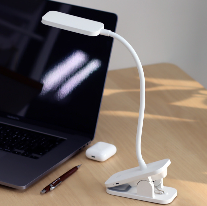 Gooseneck Flexible LED Reading Lamp, Dimmer Light Desk Clamp Lamp, Rechargeable Desk Lamp for Study Office