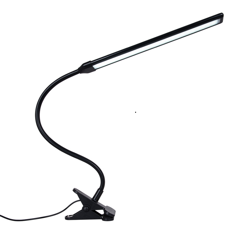 LED Desk Lamp Clamp Reading Room Long Flexible Goose Neck Metal Swing Arm Adjustable Temperature 2800K-6500K DC Modern White